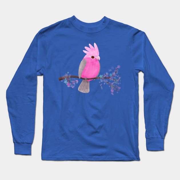 Galah cockatoo digital illustration Long Sleeve T-Shirt by Bwiselizzy